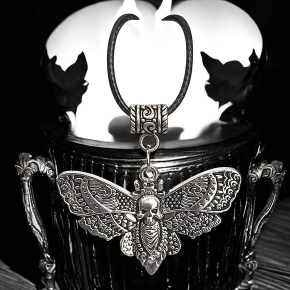 5 For $25💫Death Skull Wicked Biker Goth Mothra Pendant Necklace - Picture 1 of 3